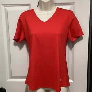 Reel Legends Ladies Red V-neck Short Sleeve Top